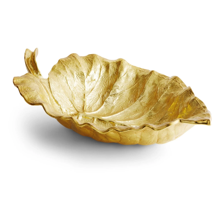 Чаша-лист большая Michael Aram Лист слоновьего дерева 53 см, позолота, прозрачная эмаль