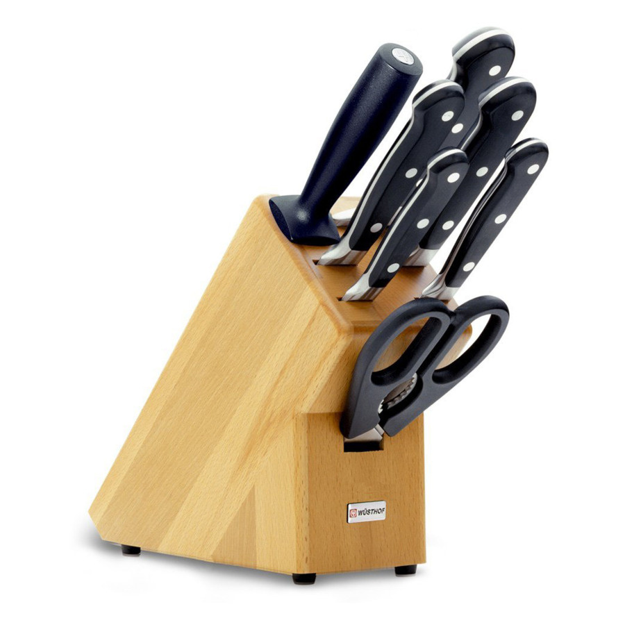 Набор кухонных ножей Wuesthof Classic в подставке, 7 предметов, сталь кованая набор кухонных ножей wuesthof white classic на подставке 6 предметов