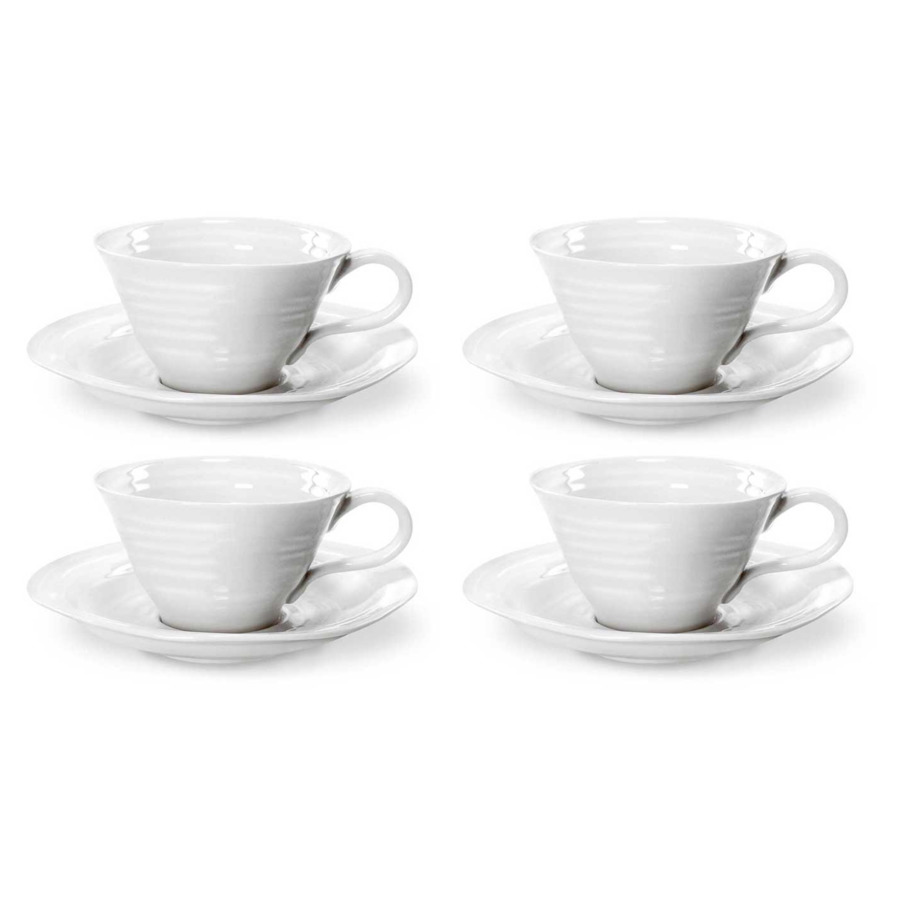 Набор чашек чайных с блюдцем Portmeirion Софи Конран для Портмейрион 300 мл, 4 шт, белый набор чашек delonghi dlsc308 ceramic espresso с блюдцем 70 мл белый