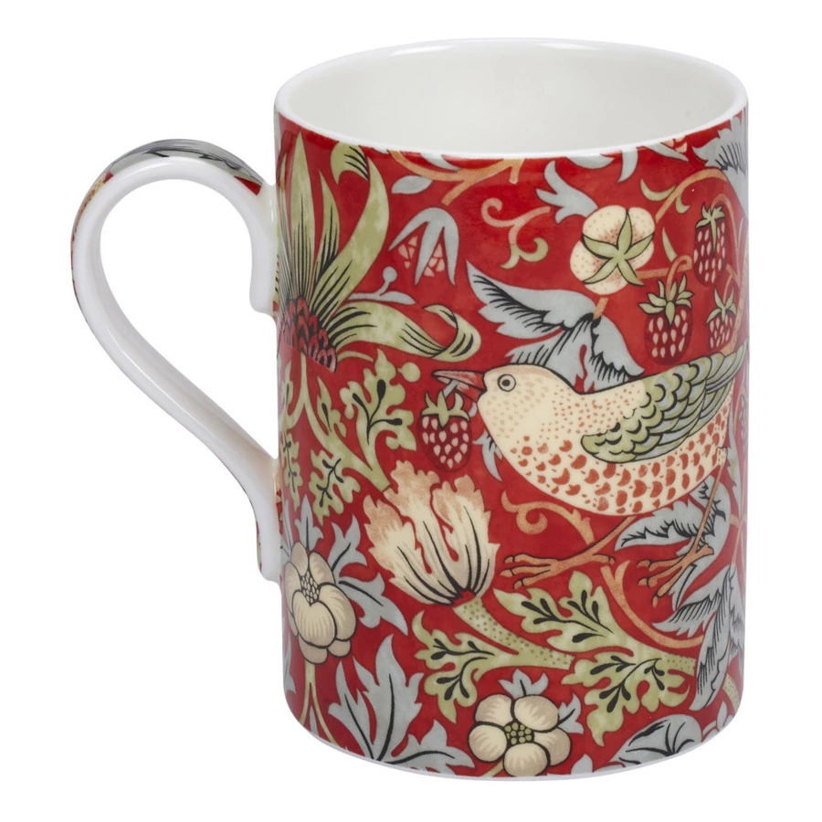 Кружка Royal Worcester Моррис и Ко Дрозды 350 мл, фарфор костяной, малиновая, п/к