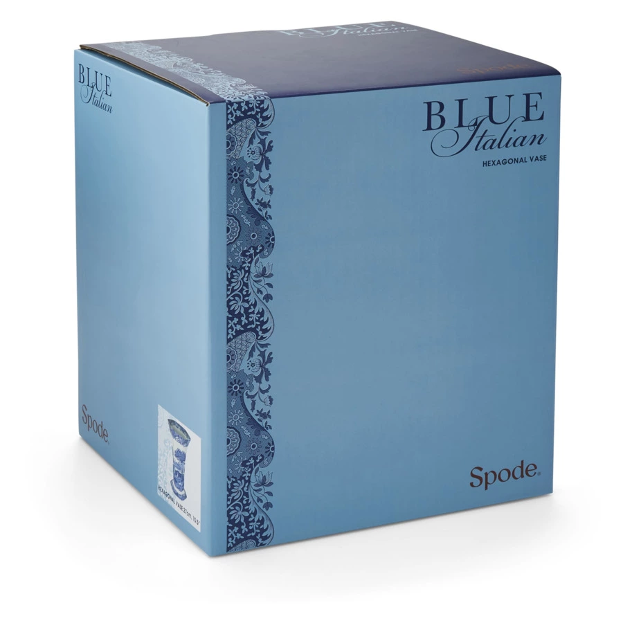 Ваза шестигранная Spode Голубая Италия 27 см, фарфор