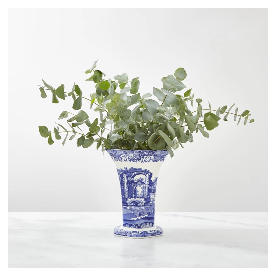 Ваза шестигранная Spode Голубая Италия 27 см, фарфор