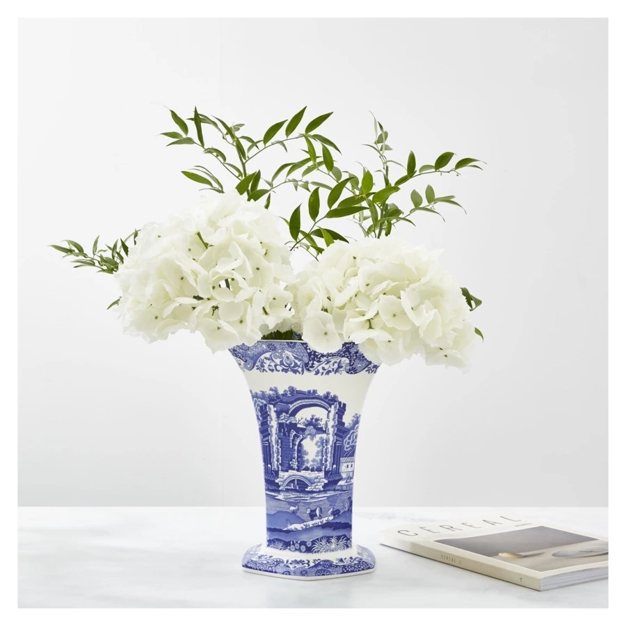 Ваза шестигранная Spode Голубая Италия 27 см, фарфор