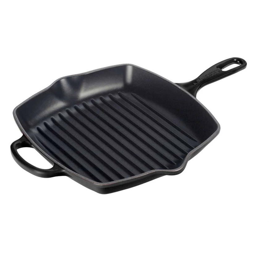 Сковорода-гриль квадратная Le Creuset Matte Black 26 см, чугун, черная, для индукции, духовки