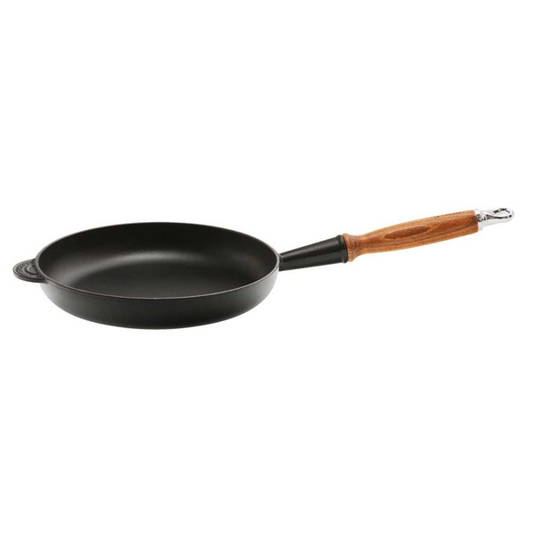 Сковорода с деревянной ручкой Le Creuset Matte Black 24 см, чугун, черный, для индукции