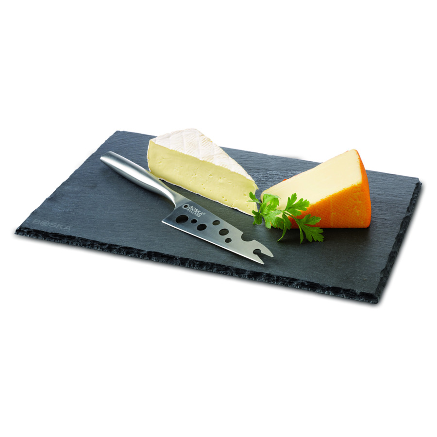 Доска сервировочная для сыра Boska с ножом для мягких сыров, 33x23x15 см, сланец
