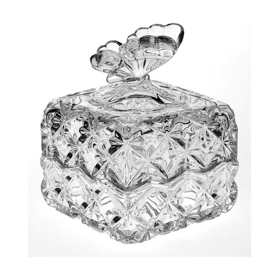 Сахарница Crystal Bohemia Бабочка 9,6см, квадратная, хрусталь тортовница crystal bohemia 31 см
