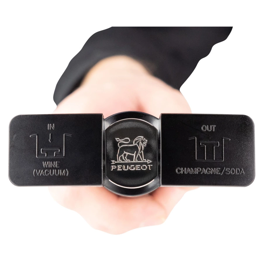 Помпа для вина и шампанского с тремя пробками Peugeot Epivac Duo, пластик, п/к