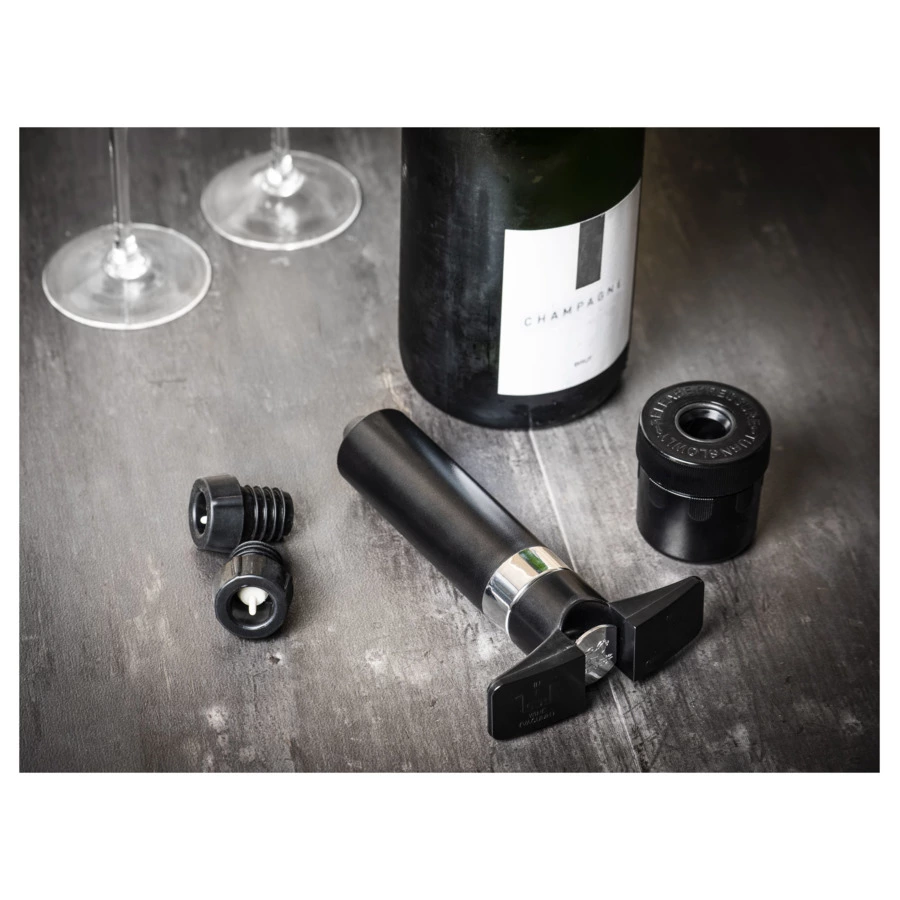 Помпа для вина и шампанского с тремя пробками Peugeot Epivac Duo, пластик, п/к
