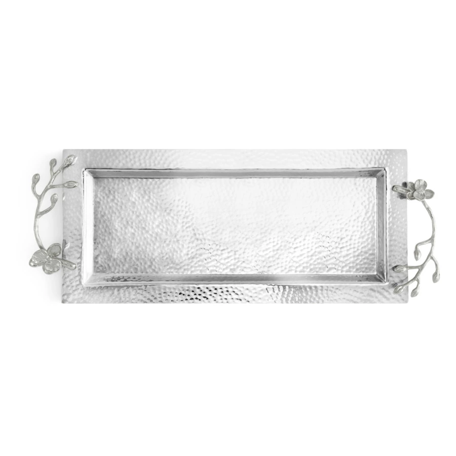 Поднос для полотенец Michael Aram Белая орхидея 43X17 см, серебрист