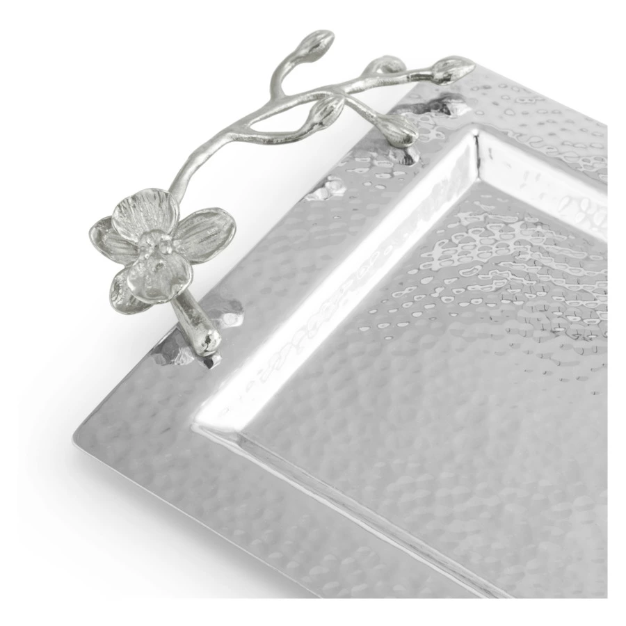 Поднос для полотенец Michael Aram Белая орхидея 43X17 см, серебрист