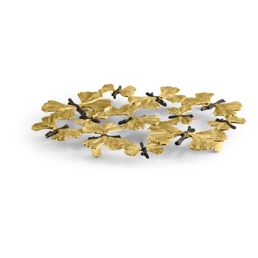 Подставка под горячее Michael Aram Бабочки гинкго 28 см, латунь