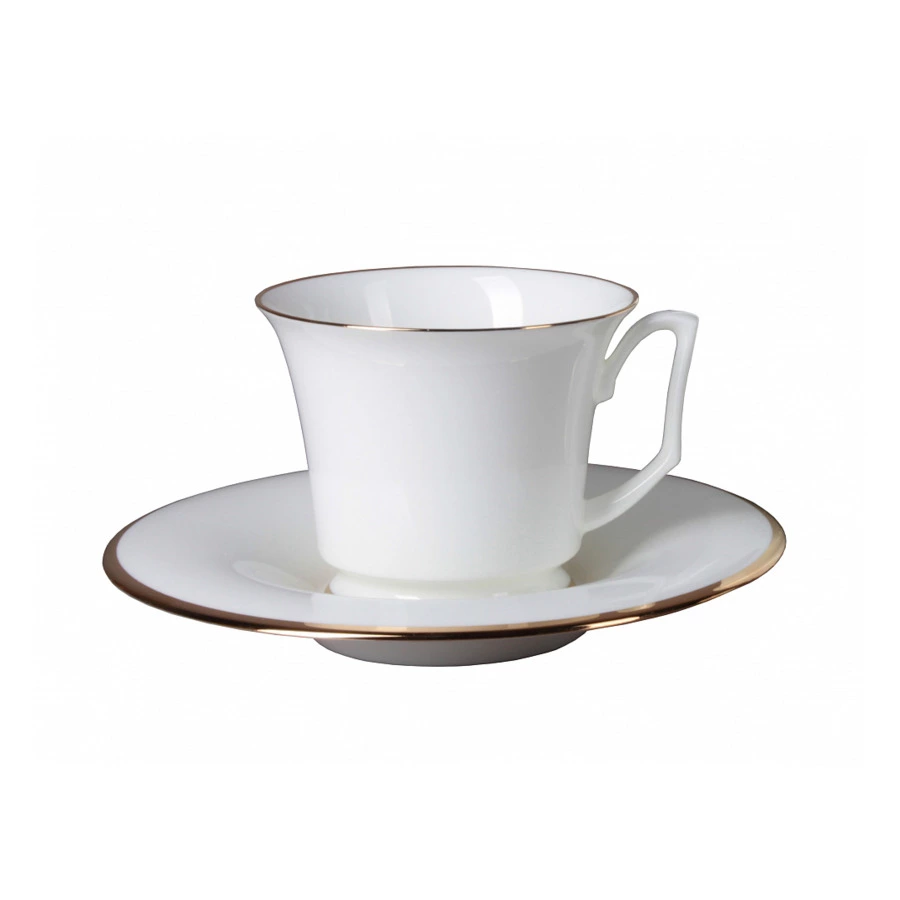 Чашка чайная с блюдцем ИФЗ Золотая лента Юлия 230 мл, фарфор твердый