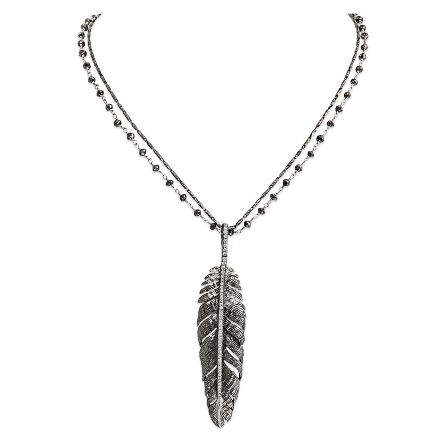 Подвеска на цепочке Перо, серебро, 925пр