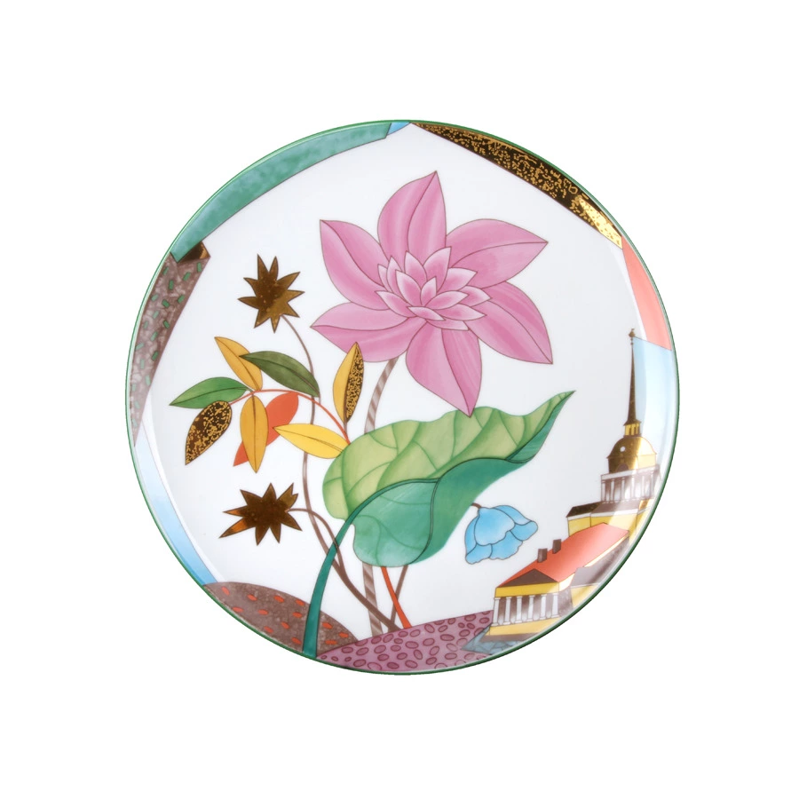 Тарелка декоративная ИФЗ Цветущий город Эллипс 27,5 см, фарфор твердый
