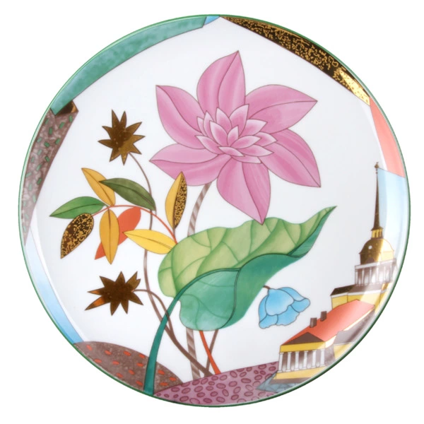 Тарелка декоративная ИФЗ Цветущий город Эллипс 27,5 см, фарфор твердый