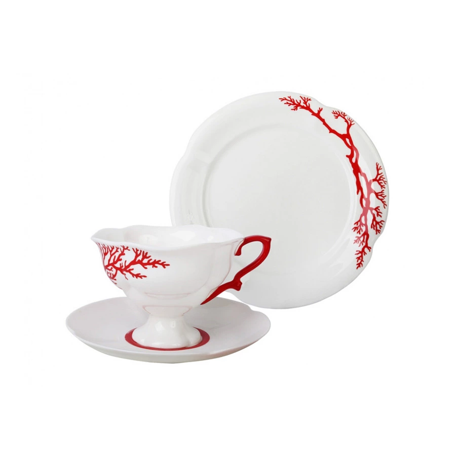 Набор чайный ИФЗ Коралл Наташа 3 предмета, фарфор костяной