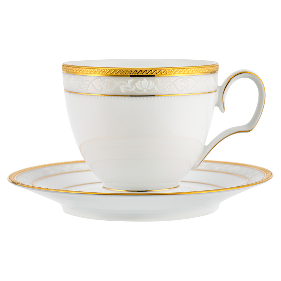 Чашка чайная с блюдцем Noritake Хэмпшир, золотой кант 250 мл чашка кофейная с блюдцем noritake царский дворец золотой кант 100 мл
