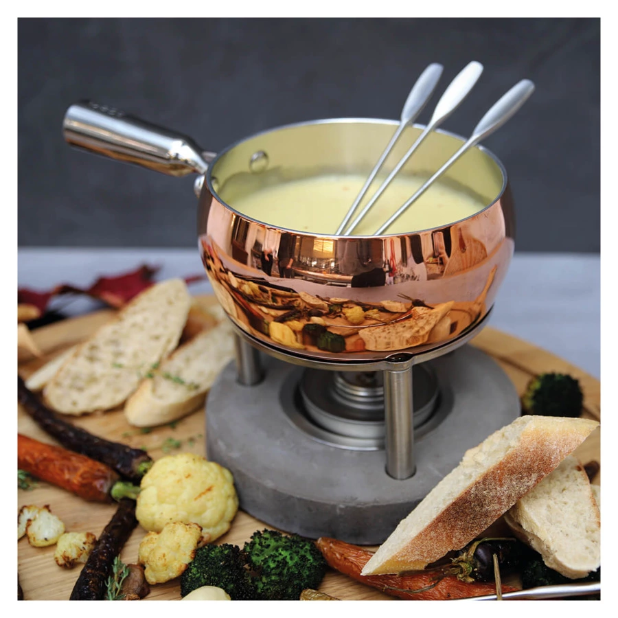 Набор для фондю Boska Медь 1,7л, 25,5х20х21см, 4 вилки, медь, сталь, бетон