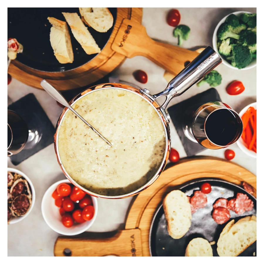 Набор для фондю Boska Медь 1,7л, 25,5х20х21см, 4 вилки, медь, сталь, бетон