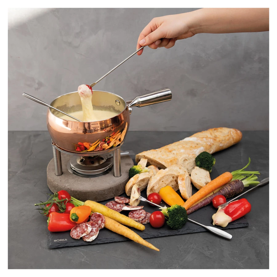 Набор для фондю Boska Медь 1,7л, 25,5х20х21см, 4 вилки, медь, сталь, бетон