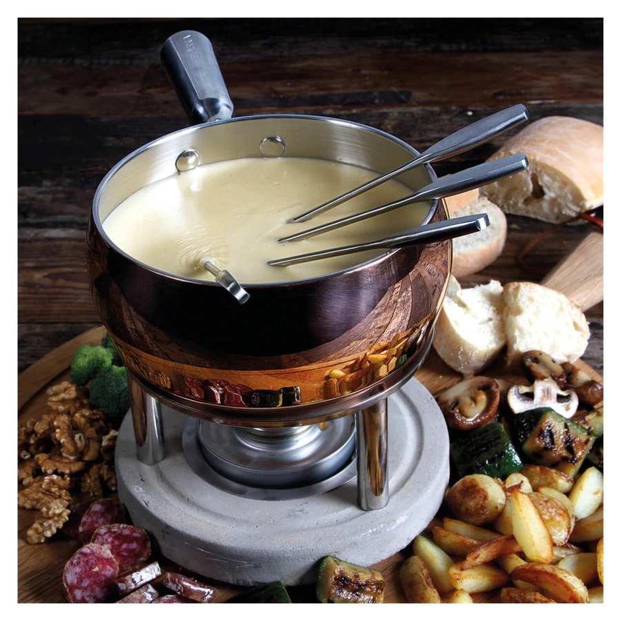 Набор для фондю Boska Медь 1,7л, 25,5х20х21см, 4 вилки, медь, сталь, бетон