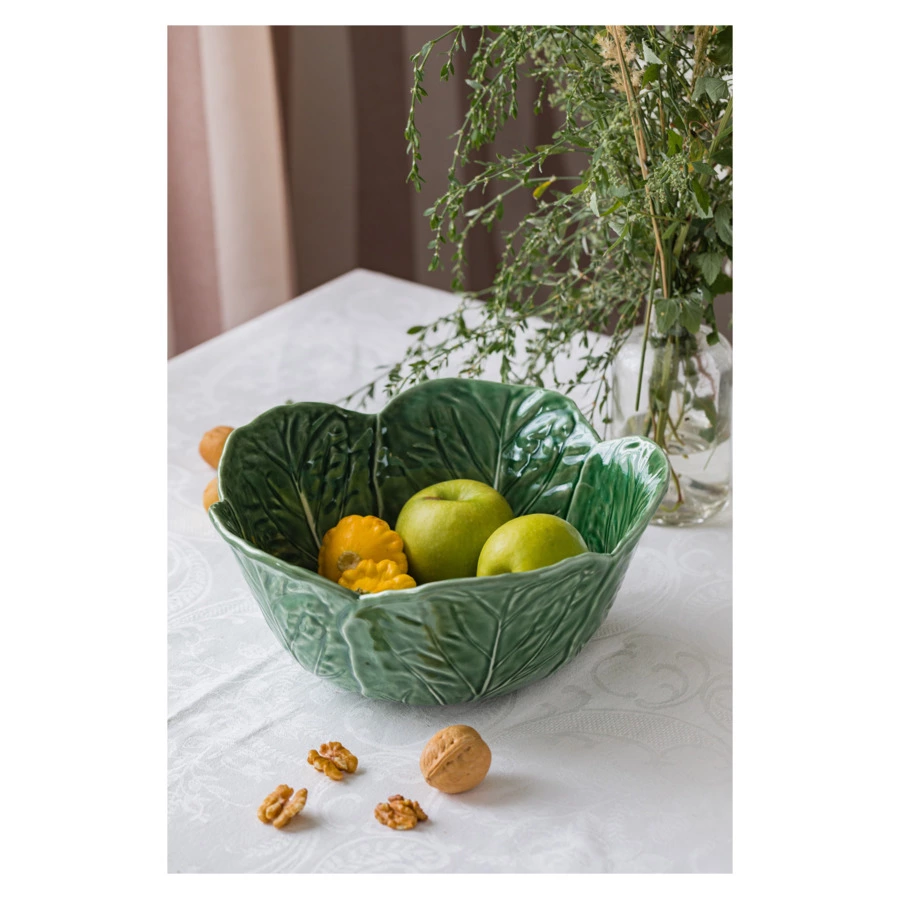 Салатник с резным краем Bordallo Pinheiro Капуста 29,5 см, керамика