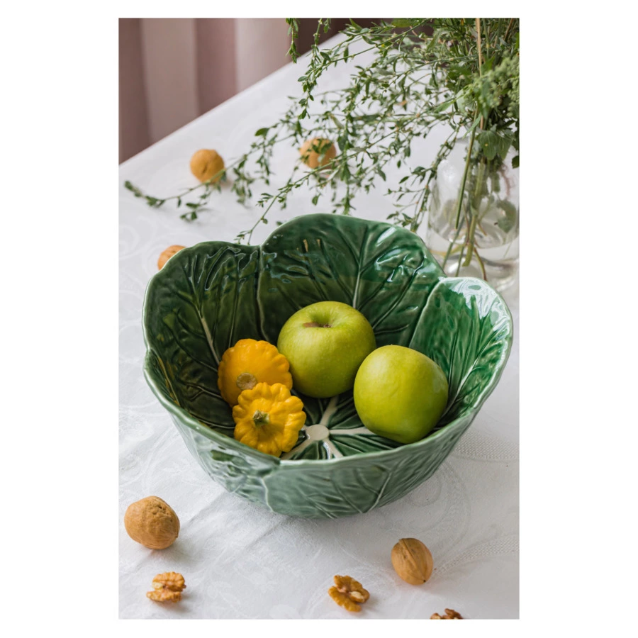 Салатник с резным краем Bordallo Pinheiro Капуста 29,5 см, керамика
