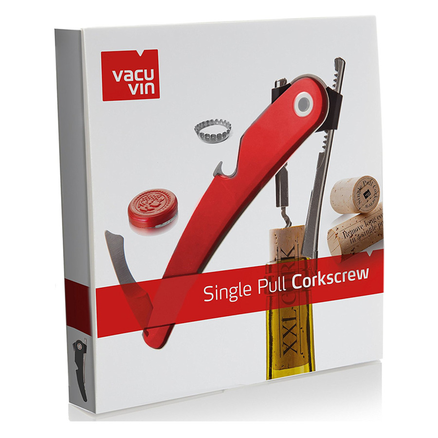 Штопор официанта однорычажный Vacu Vin Single Pull (красный)
