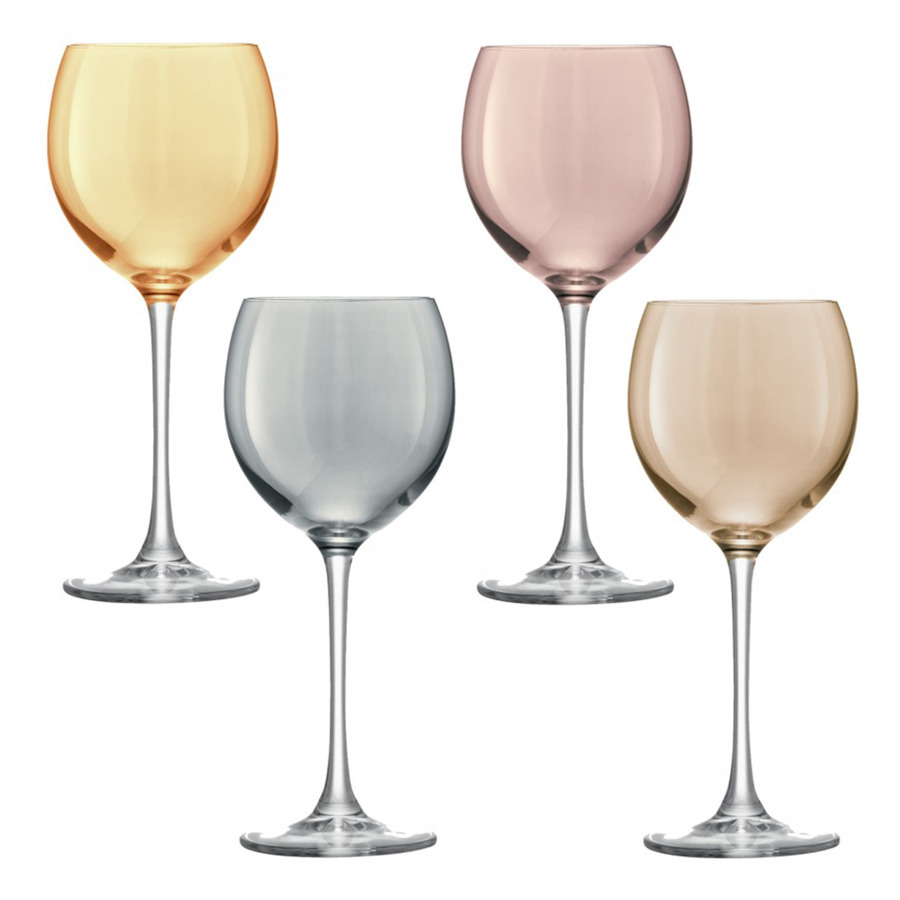 Набор разноцветных бокалов для вина LSA International Polka 400 мл, 4 шт, стекло набор бокалов для вина lsa international moya 550 мл 2 шт стекло
