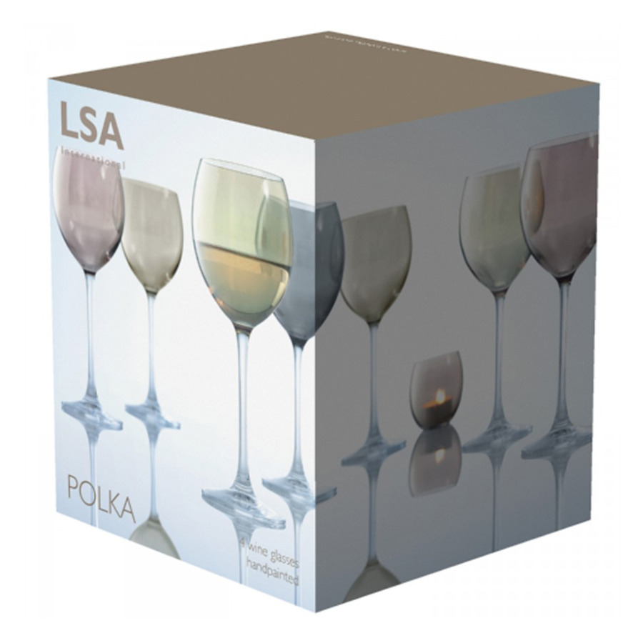 Набор разноцветных бокалов для вина LSA International Polka 400 мл, 4 шт, стекло
