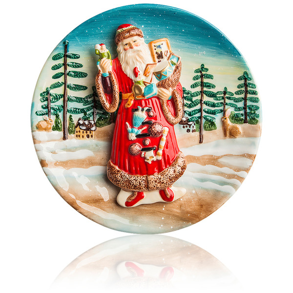 Тарелка настенная Lamart Дед Мороз с подарками 20 см