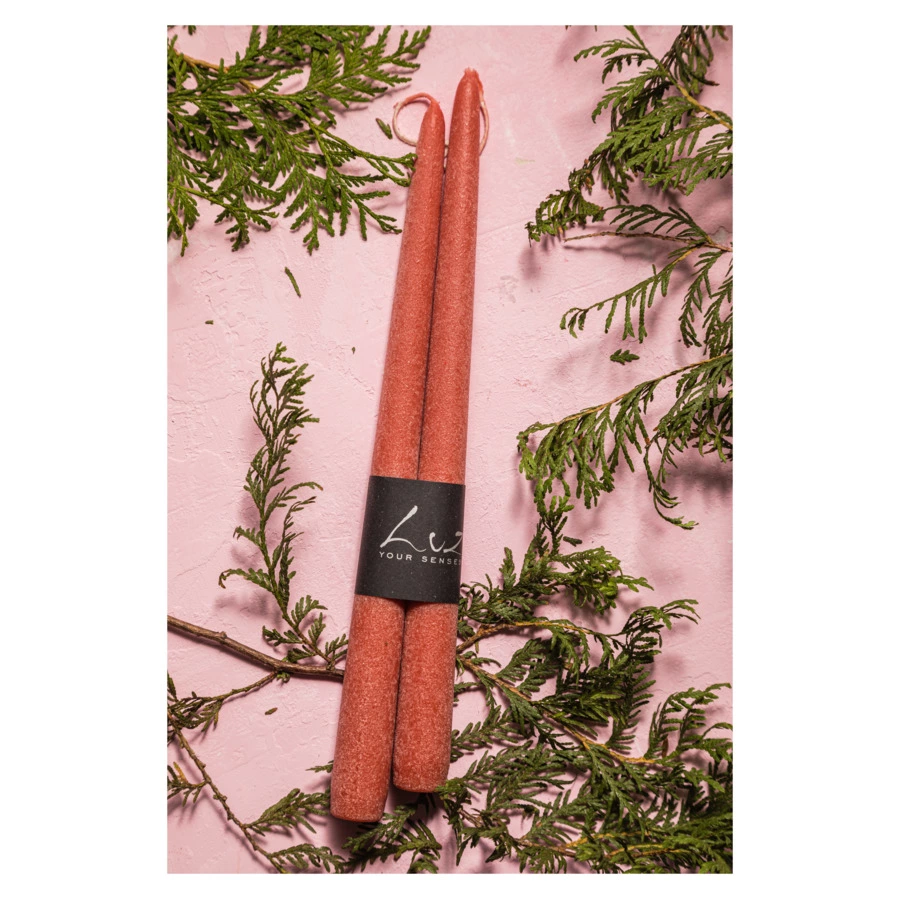 Набор свечей Luz your senses Рустик 30 см, 2 шт, коралловый
