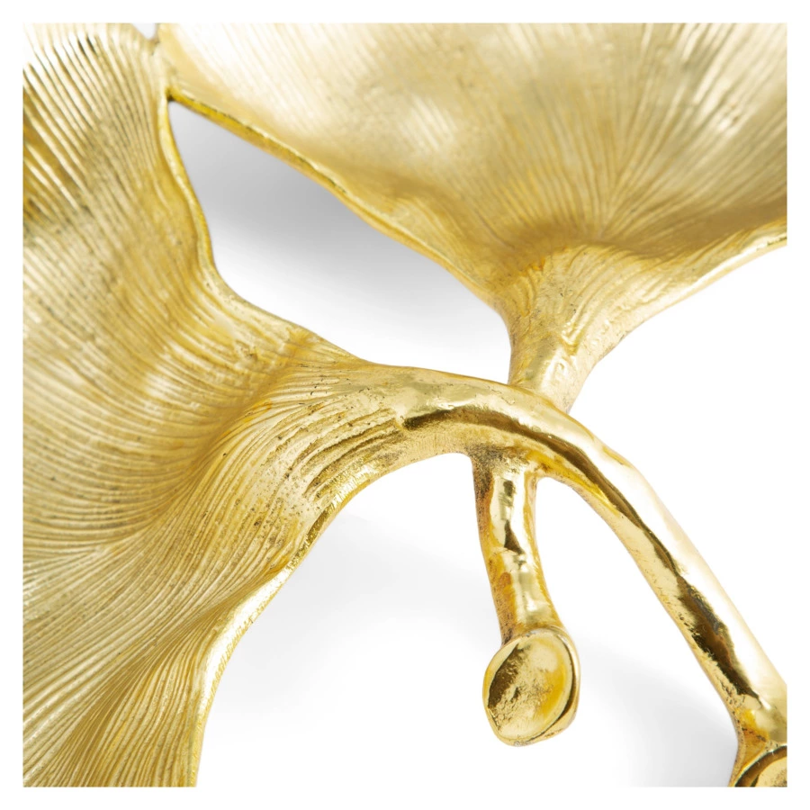 Менажница двухсекционная Michael Aram Листья гинкго 25 см, латунь, позолота, прозрачная эмаль