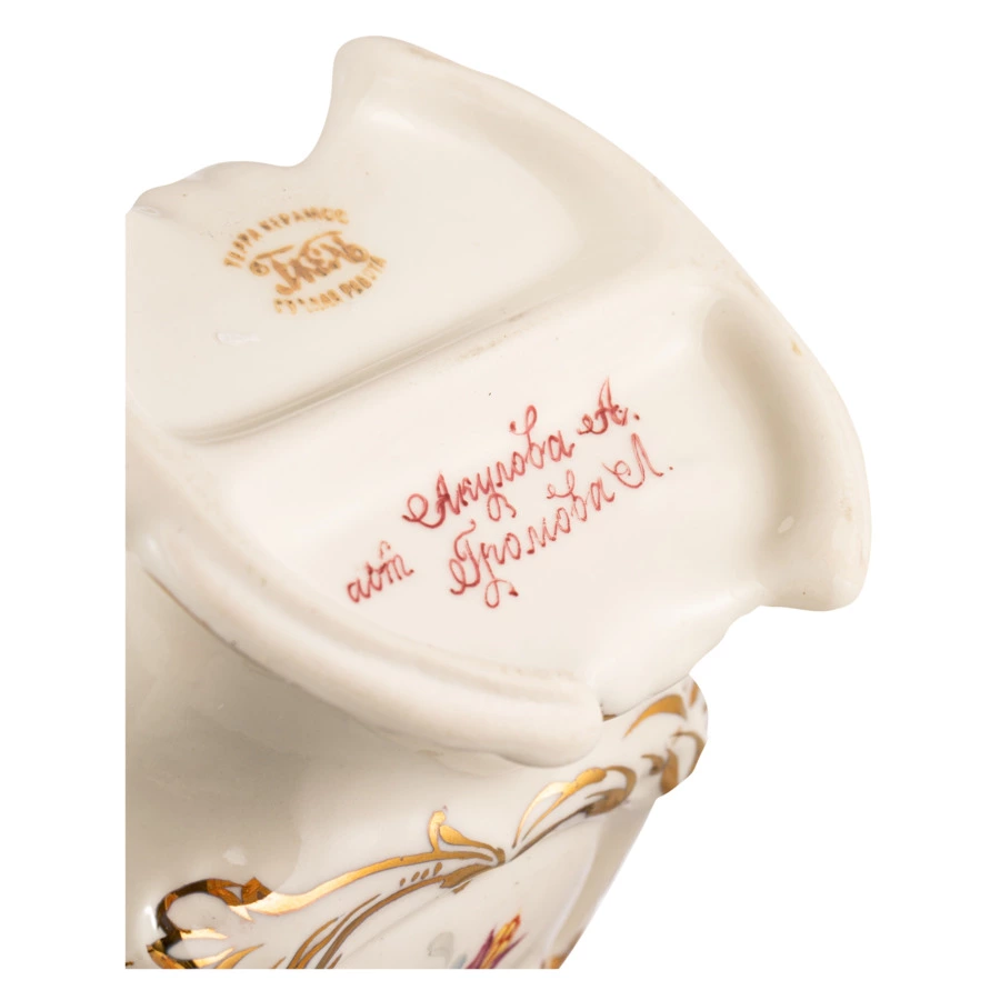 Вазочка Терра Керамос Анна 23 см, фарфор, надглазурная роспись