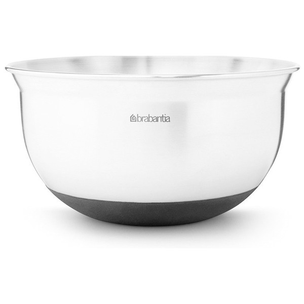 Миска нескользящая с мерной шкалой Brabantia 1л, Д17,2см, сталь матовая, черный