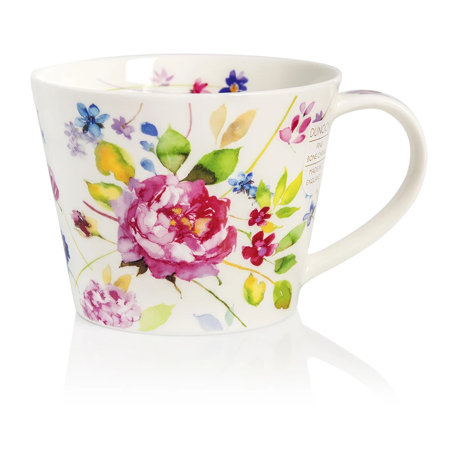 Чашка чайная с блюдцем Dunoon Садовая роза Айлей 350 мл, фарфор костяной