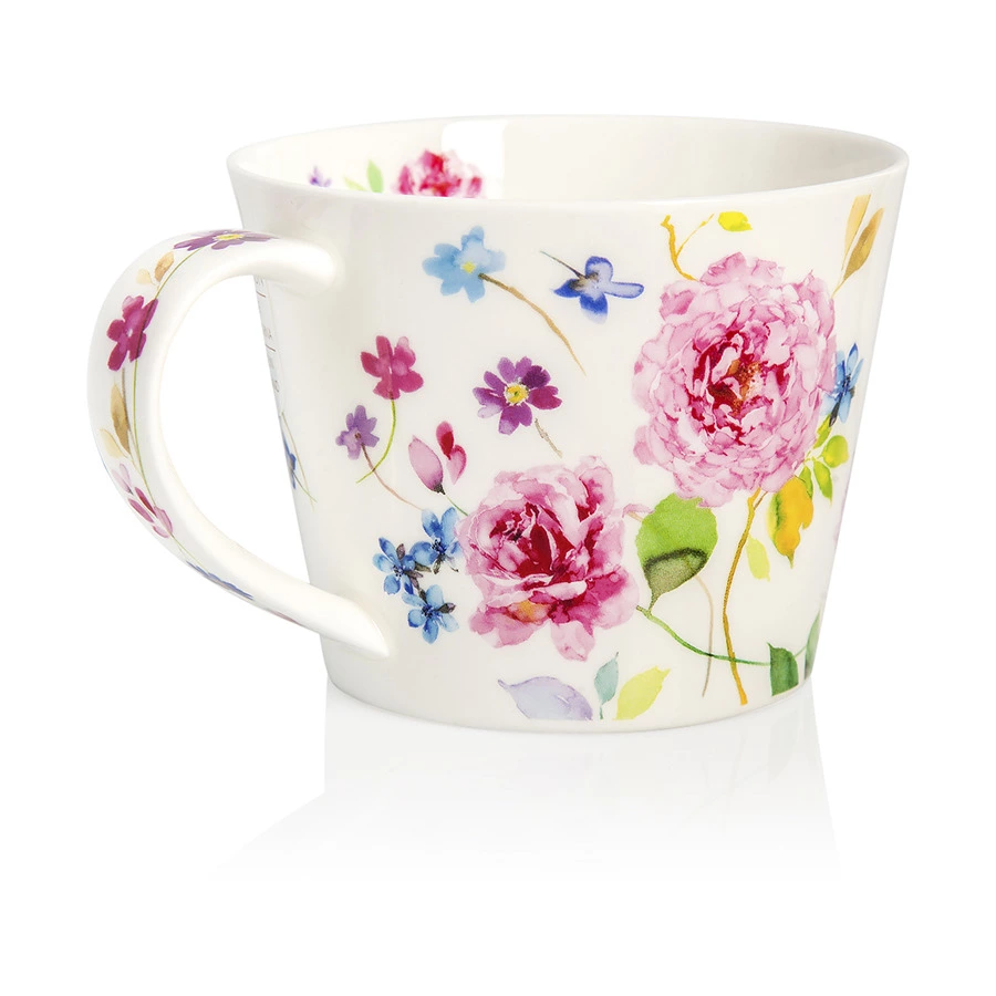 Чашка чайная с блюдцем Dunoon Садовая роза Айлей 350 мл, фарфор костяной