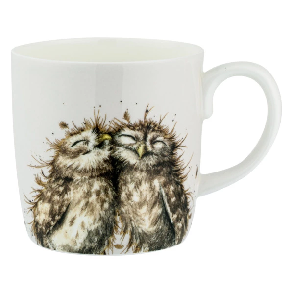Кружка Royal Worcester Забавная фауна Совушки 400 мл, фарфор костяной, серая