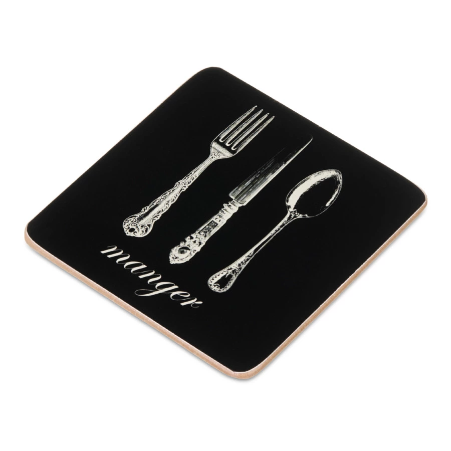 Набор подставок под бокалы Harman Vintage Cutlery 10х10 см, черный, 6 шт