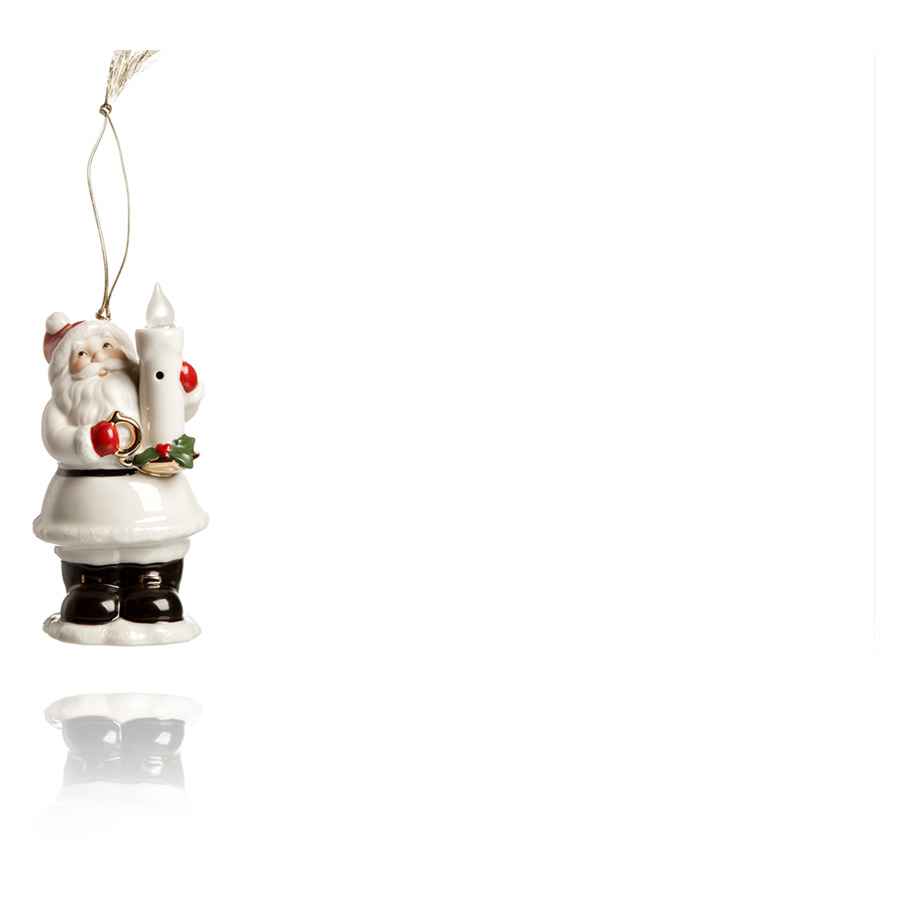 Украшение новогоднее светящееся Lenox Дед Мороз со свечой 13 см