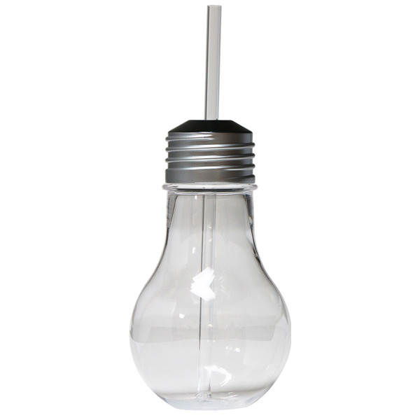 Бокал-лампочка с соломинкой с крышкой Diligence4us 420 мл, серебро