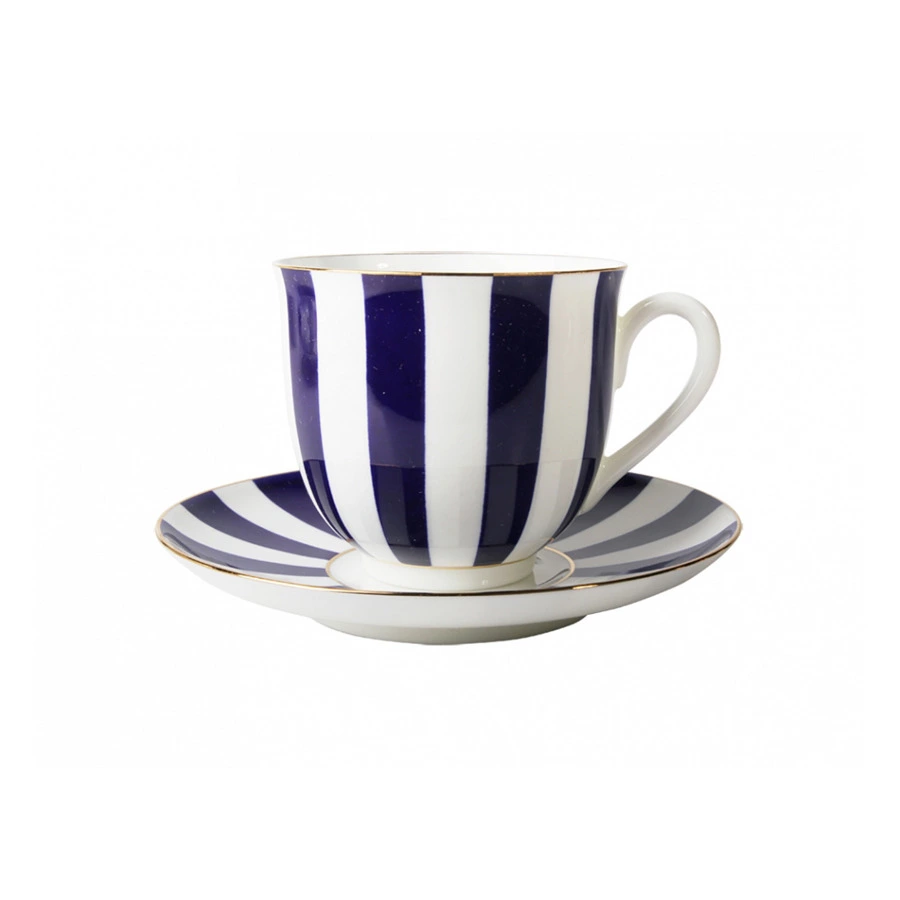 Чашка кофейная с блюдцем ИФЗ Да и нет Ландыш 2, фарфор костяной, кобальтовая