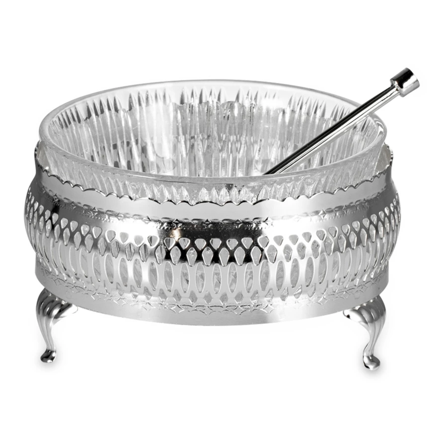 Сахарница с ложкой Queen Anne 11 см, сталь, посеребрение