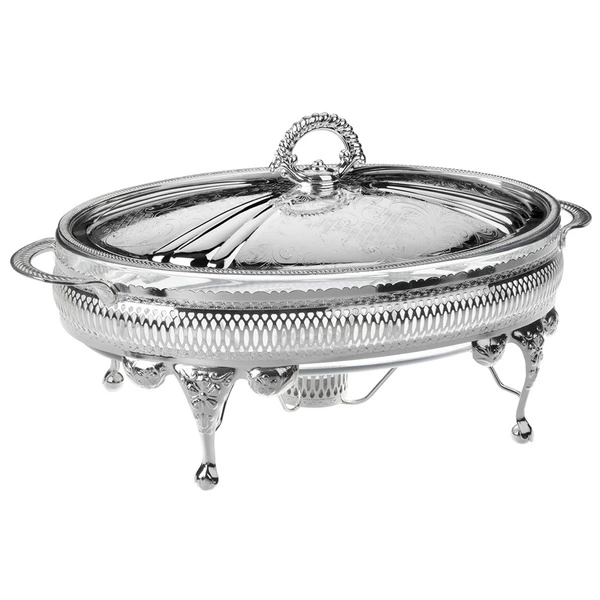 Мармит овальный с подогревом, с крышкой Queen Anne 33 см, сталь, посеребрение
