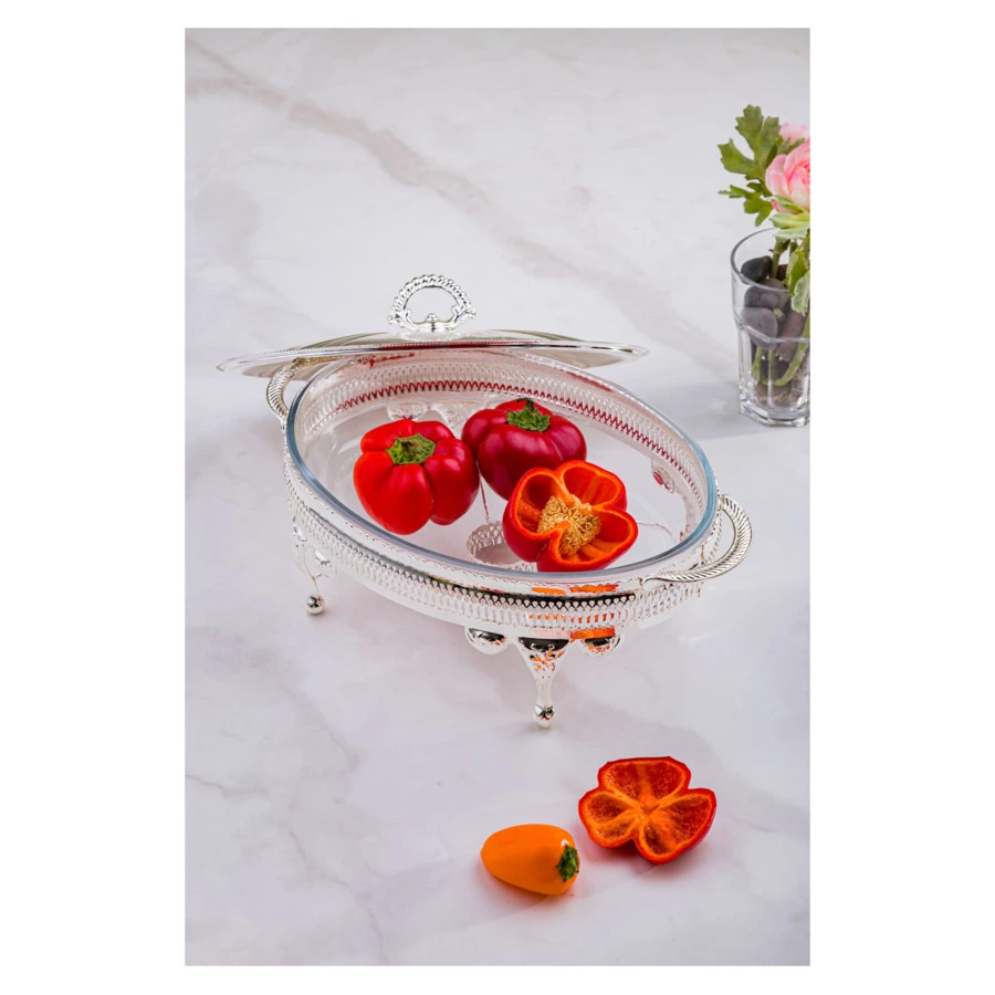 Мармит овальный с подогревом, с крышкой Queen Anne 33 см, сталь, посеребрение