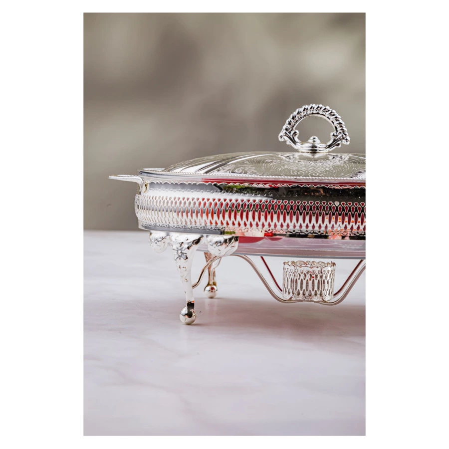 Мармит овальный с подогревом, с крышкой Queen Anne 33 см, сталь, посеребрение