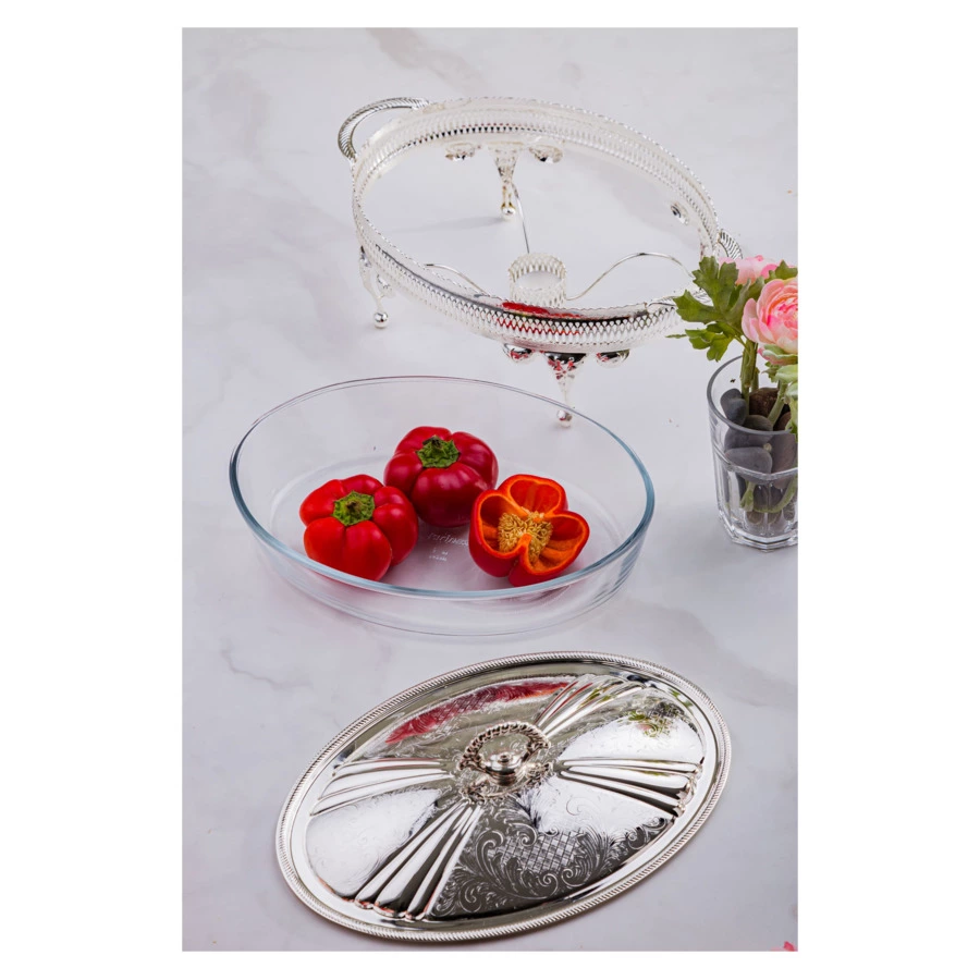 Мармит овальный с подогревом, с крышкой Queen Anne 33 см, сталь, посеребрение