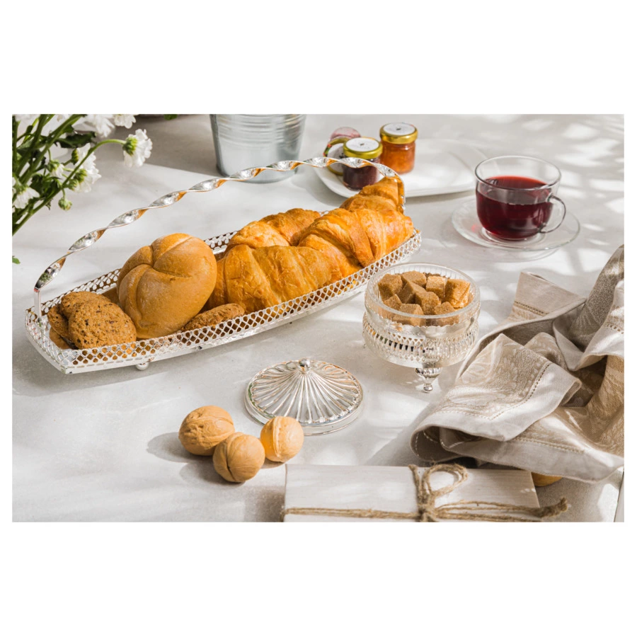 Сахарница круглая с крышкой Queen Anne 11 см, сталь, стекло, посеребрение