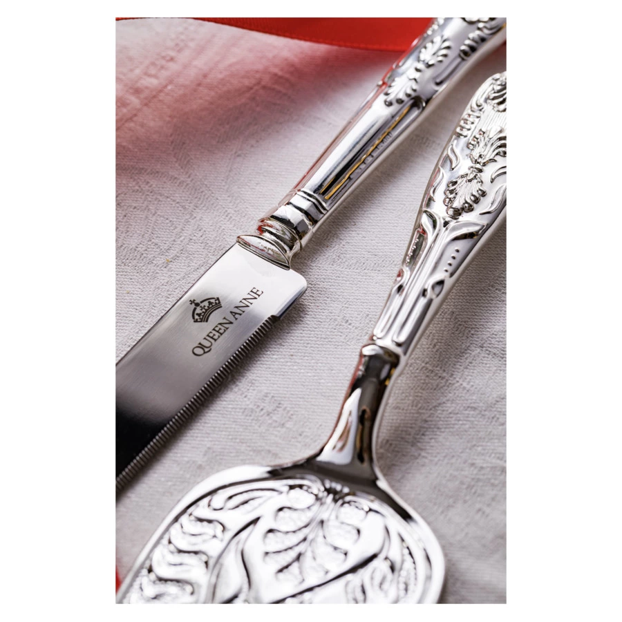 Набор для торта Queen Anne 2 предмета, нож 31 см и лопатка 26 см, сталь, посеребрение